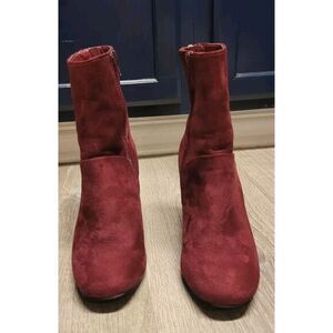 New Look Women' Burgundy‎ Suede Side Zip Ankle Boots UK 5 EUR 38 US 7